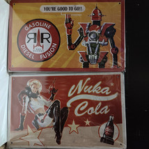 Fallout Metal Tin Signs Bundle Nuka Girl &amp; Red Rocket Official Hanging Displays - £22.82 GBP