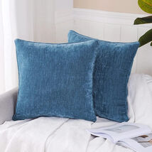 2PK HPUK Throw Pillow Covers 18x18 Cash-Blue18 Cashmere Fabric Zippered ... - $14.69