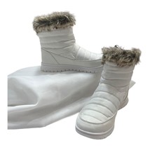 Ryka Womens 6 Suzy Booties White Nylon Quilted Faux Fur Lined Winter Puffer - $25.86
