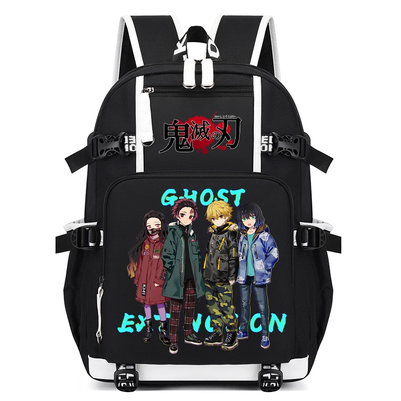 Anime Demon Slayer Backpack USB Bookbag Students School Bag Teenage Kids Casual  - £96.83 GBP