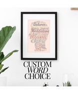 Yoga Wall Art Canvas Customizable Word Cloud Print Meditation Decor Pers... - $8.88 CAD
