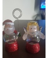 Set of Two (2) ~ Snow Globe Card Holders ~ Santa ~ Angel - $368.75 MXN
