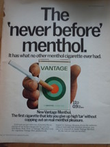 Vintage Vantage Menthol Cigarette In Hand Print Magazine Advertisement 1971 - £4.71 GBP