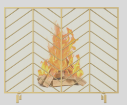 Gold Wrought Iron Fireplace Screen 38.5&quot; X 31.5&quot; Mr. Ironstone FS02-100 - New - £21.97 GBP