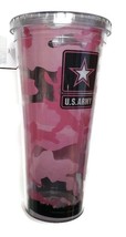 U.S. Army Pink Camo Tumbler Double Walled Hot or Cold Drinks Cup With Lid 22 oz - £10.87 GBP