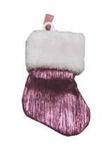 HOBBY LOBBY PINK METALLIC AND FAUX FUR STOCKING 6”-Winter - $21.65 CAD