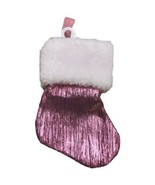 HOBBY LOBBY PINK METALLIC AND FAUX FUR STOCKING 6”-Winter - £11.87 GBP