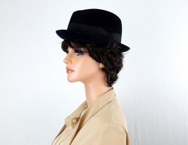 Vintage Black Felt Fedora Hat, Mens or Ladies, Mallory Fifth Avenue, Size 7 - £39.12 GBP