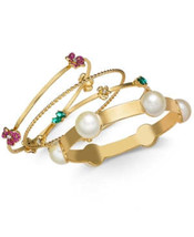 Thalia Sodi Gold-Tone 4-Pc. Set Imitation Pearl and Crystal Bangle Bracelets - £13.56 GBP