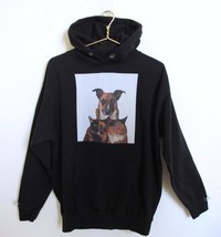 Cotton Advantage Hoodie Sweatshirt Top L Dog &amp; Cats Graphic Design Black... - £15.79 GBP