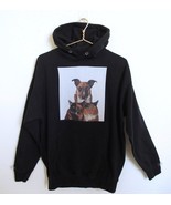 Cotton Advantage Hoodie Sweatshirt Top L Dog &amp; Cats Graphic Design Black... - £15.79 GBP