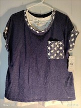 Hannah Womens T-Shirt Plus Undershirt Blue American Flag Sz. Medium NWT - £6.71 GBP