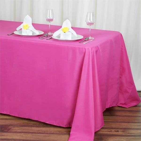 Fushia - 10PCS 90x132&quot; Polyester Rectangle Tablecloths Wedding Party - £181.74 GBP
