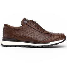 Hand painted genuine ostrich quill Sneaker Shoes Scanno Antique Brown image 2