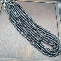 Vintage Beautiful Old African Black Glass Trade Antique Bea Ds Strand 7-8mm - £25.97 GBP