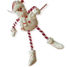Snowman Chenille Ornament Posable Christmas Pipe Cleaner Resin Winter Snow Retro - £10.12 GBP