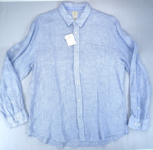 New Giordano Mens XXL Slim Fit Light Blue 100% Linen Long Sleeve Buttone... - $18.95