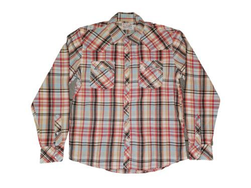Primary image for True Religion Rocky Plaid Western Pearl Snap Red Cowboy Long Sleeve Shirt Sz XL