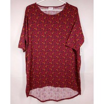 NWT Lularoe Irma Tunic Red With Yellow &amp; Blue Floral Designs Size Small - £12.14 GBP