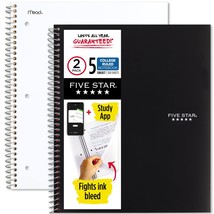 Five Star Spiral Notebooks Plus Study App, 5 Subject, College Ruled Paper, 200 S - £26.66 GBP