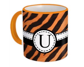 Monogram Letter U : Gift Mug Tiger Letter Initial ABC Print Stripe CG7159U - £12.45 GBP
