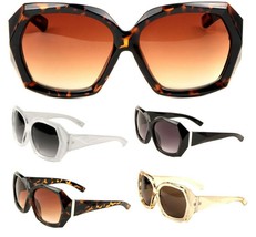 WOMENS OVERSIZED FACETED ELEGANT LUXURY JACKIE O SUNGLASSES DESIGNER RET... - £7.13 GBP