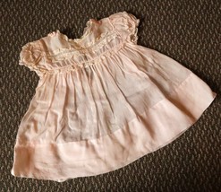 Sheer Vintage 1940s Castro &amp; Co Baby Dress Light Pink Lace About Sz 12m - £23.73 GBP