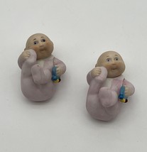 1984 Edition 2 Cabbage Patch Baby Boys With Rattles Ceramic Figurine 2.5&quot; - £6.05 GBP