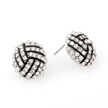 New Fashion Crystal Baseball Studs Earrings For Women Rhinestone Football Volley - £10.47 GBP