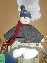 1999 Tender Heart Treasures Ltd Handmade Rustic Snowman With Long Dress &amp; Hat - £14.38 GBP