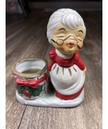 Little Luvkins Kissing Mrs. Santa Claus Ceramic Tea Lite Candle Vintage 1976 - $7.99