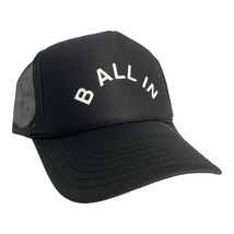 New B All In Ballin Black Hat 5 Panel High Crown Trucker Snapback Mesh Adult Sz - £18.43 GBP