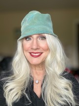 Vintage Hat Cloche Style Turquoise Velvet Hat Jean Barthet Designer Pari... - $56.74