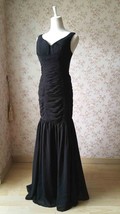 Black Open Back Mermaid Dress Gown Women Custom Plus Size Evening Dress image 1