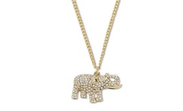 elephant necklace. 18 - 21 inches long. cubic zirconia. - £7.71 GBP