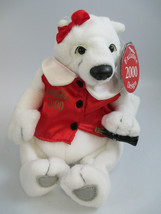Coca-Cola Bean Bag Plush 2000 Millennium Bear with Red Vest and Hair Bow... - $3.71