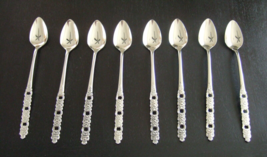 8 Iced Teaspoons Tea Spoons Oneida Community Viola - Viola Pattern Stainless - £39.64 GBP