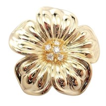 Authentic Van Cleef &amp; Arpels Diamond 18k Yellow Gold Large Magnolia Pin Brooch - $6,250.00