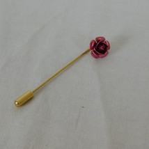 Red Rose Stick Pin Tuxedo Lapel Hat Scarf Vintage Men Women Unisex Metal 2.25&quot; - £6.27 GBP