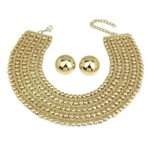 MANILAI African Jewelry Sets For Women Gold Color Indian Statement Necklaces Set - £18.62 GBP