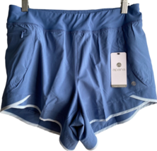 Apana Yoga Lifestyle Activewear Shorts Women Sz L Circus Blue Lined AF1358 New - £11.21 GBP