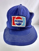 VNT Pepsi Cola Soda Patch Mesh Snapback Shelf Hat Cap Blue Broken Bill K-Brand - £15.79 GBP