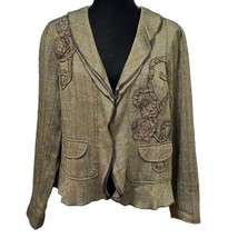 Coldwater Creek Floral Embroidered Jacket Wool Blend Blazer Size 14 - $17.99