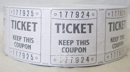 Roll of 2000 White Double Stub Raffle Tickets Split the Pot 50/50 - £10.20 GBP
