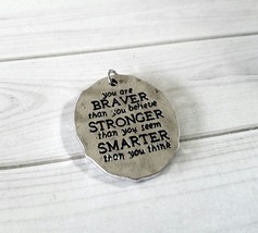 Quote Pendant Word Pendant Inspirational Word Charm Braver Stronger Smarter - £3.20 GBP