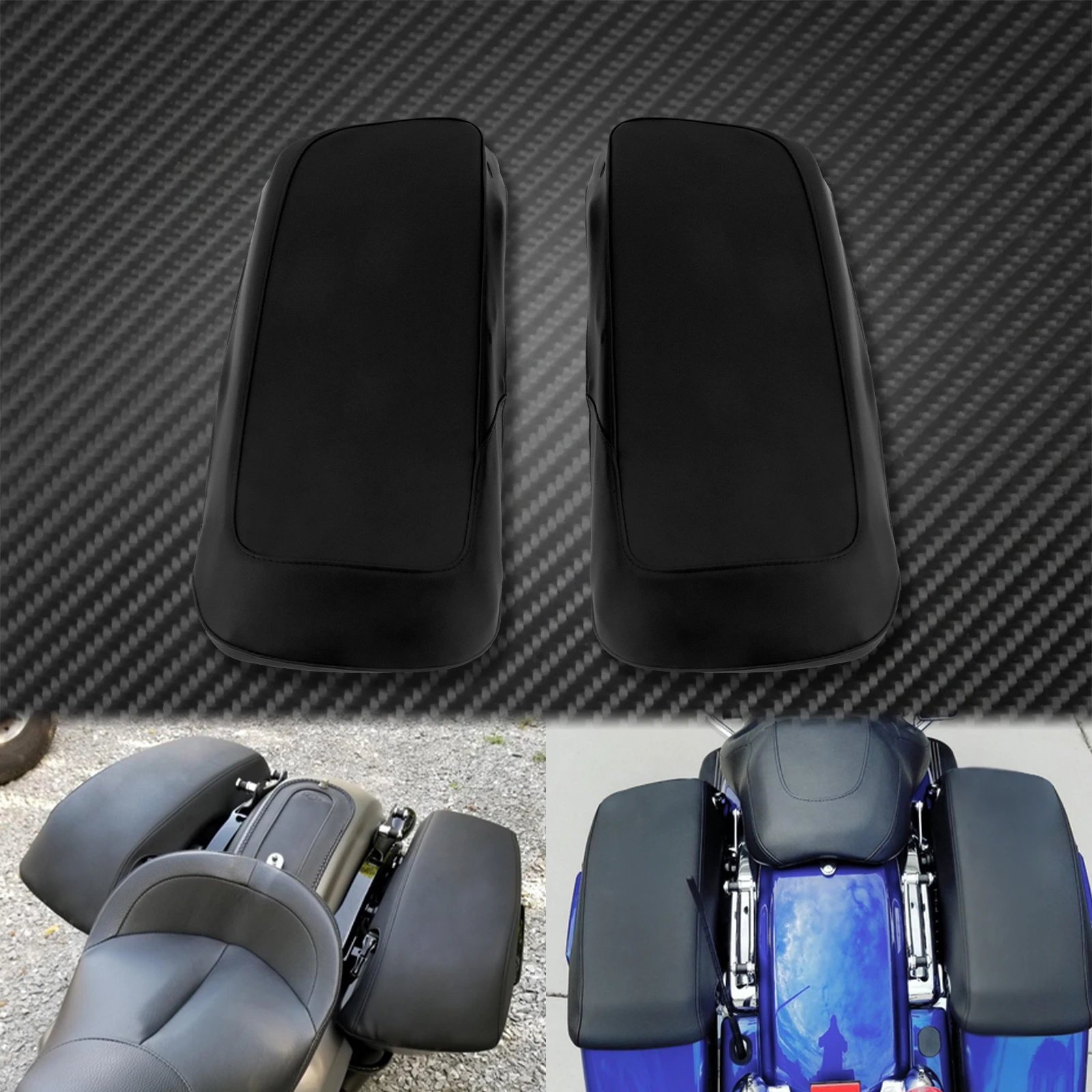 2xMotorcycle Prem Saddle Bag Lid Covers Leather Waterproof  Harley Touring Road  - £200.23 GBP
