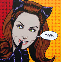 Hello Kitty 2 Lowbrow Art Canvas Giclee Print by Mike Bell 5 Size Comic Catwoman - £60.09 GBP+