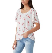 Lucky Brand Ladies&#39; Size Small (4-6), Flutter Sleeve Top, Cream Multi Print - £14.21 GBP