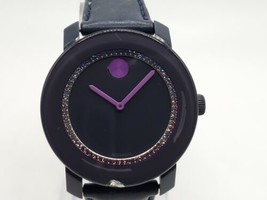 Movado Bold Watch Womens New Battery Purple Diamond Accent Inner Dial 36mm - $85.00