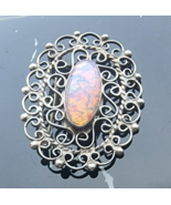 VINTAGE 925 STERLING SILVER 20x9mm.  OPAL FILIGREE BROOCH - $893.96 MXN